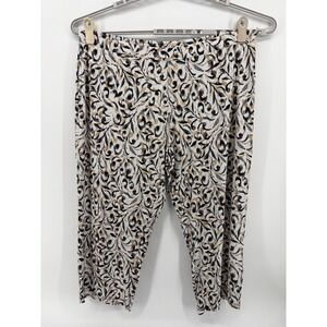 Susan Graver Womens 2XP Multi Color Crop Pants Liquid Knit Abstract Scroll Print